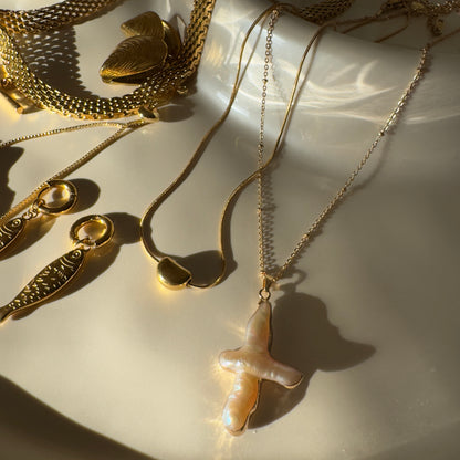 Sun Blessed Freshwater Pearl Cross Necklace