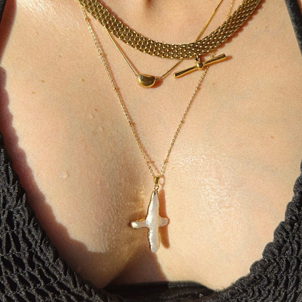 Sun Blessed Freshwater Pearl Cross Necklace