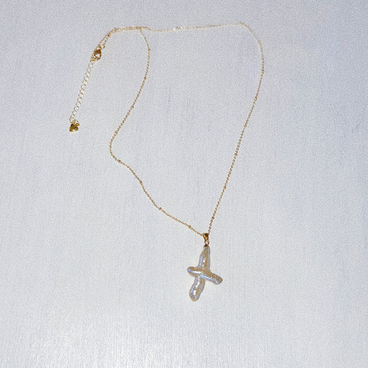 Sun Blessed Freshwater Pearl Cross Necklace