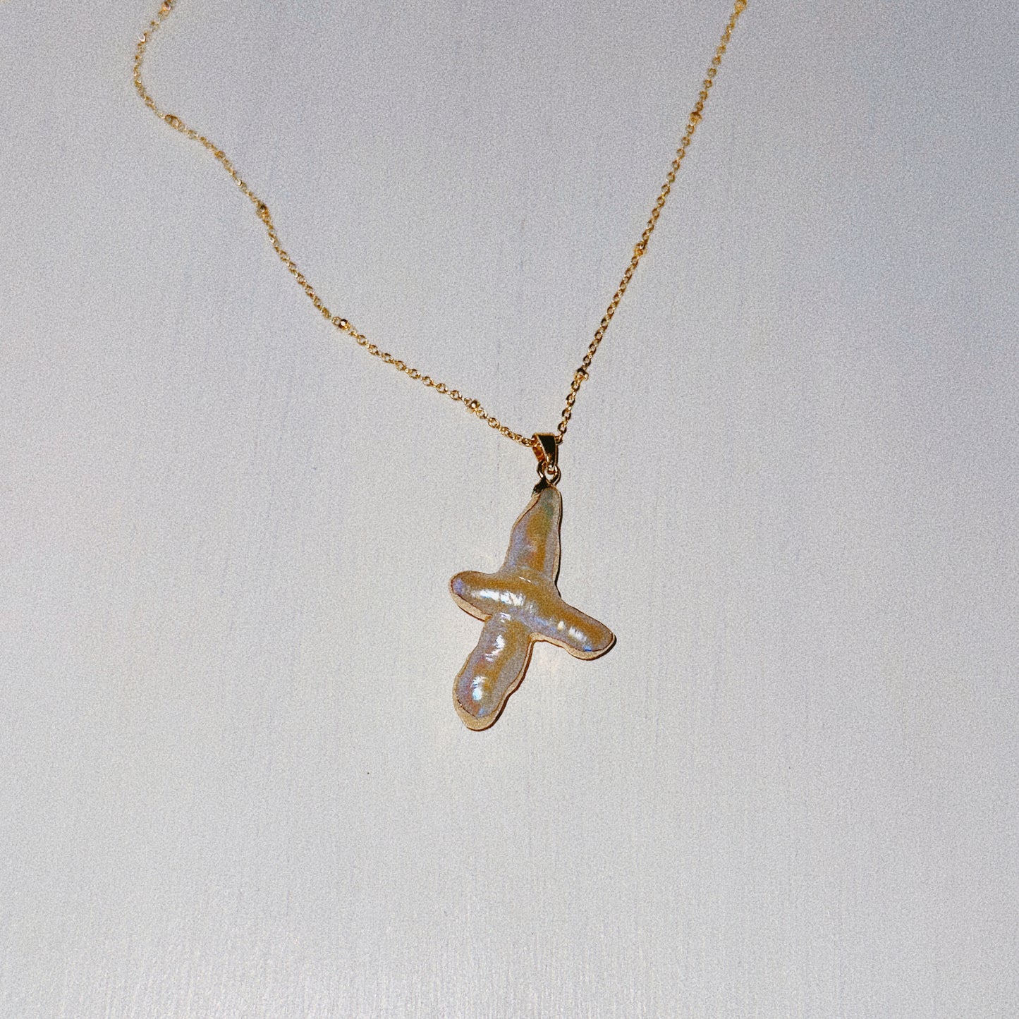 Sun Blessed Freshwater Pearl Cross Necklace