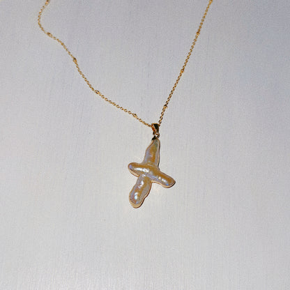 Sun Blessed Freshwater Pearl Cross Necklace