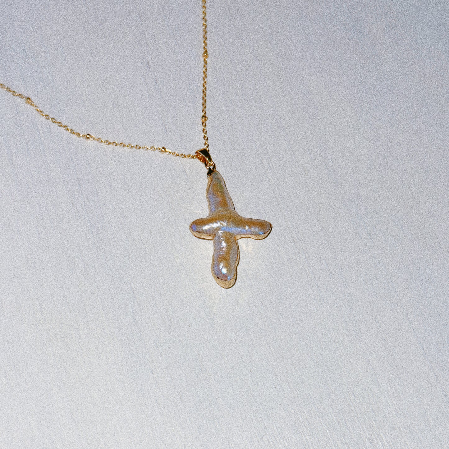 Sun Blessed Freshwater Pearl Cross Necklace