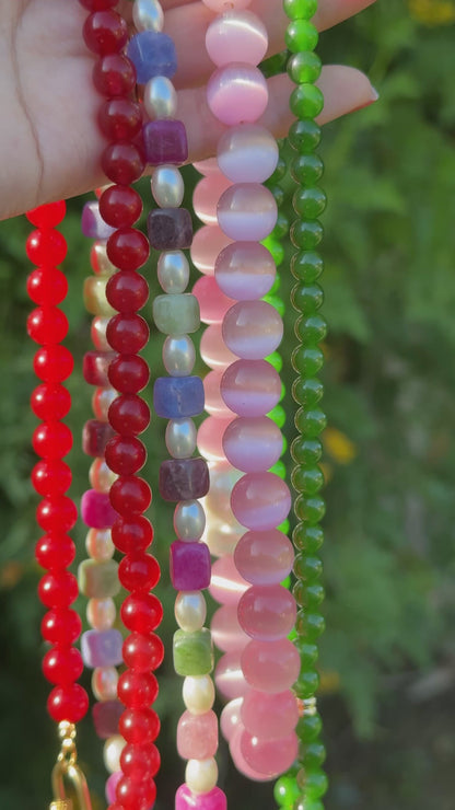Carnelian Red Sunset Beaded Necklace