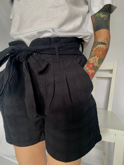 Cotton paper bag shorts 