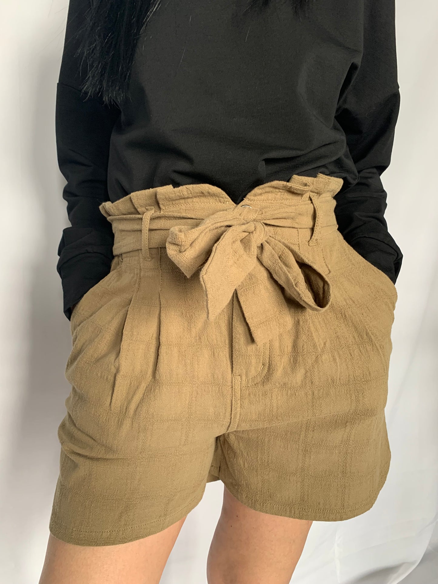 Cotton paper bag shorts 