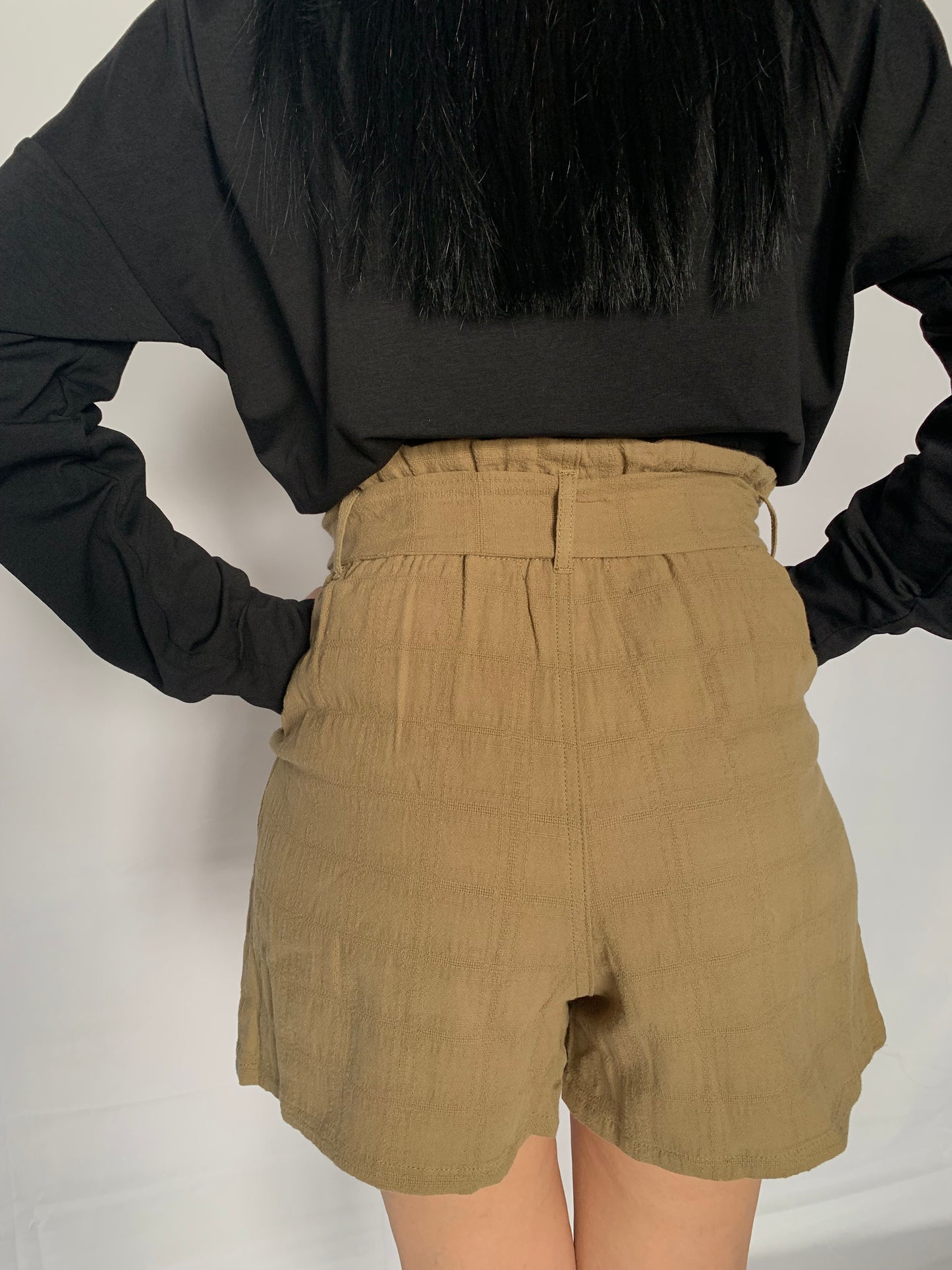Cotton paper bag shorts 