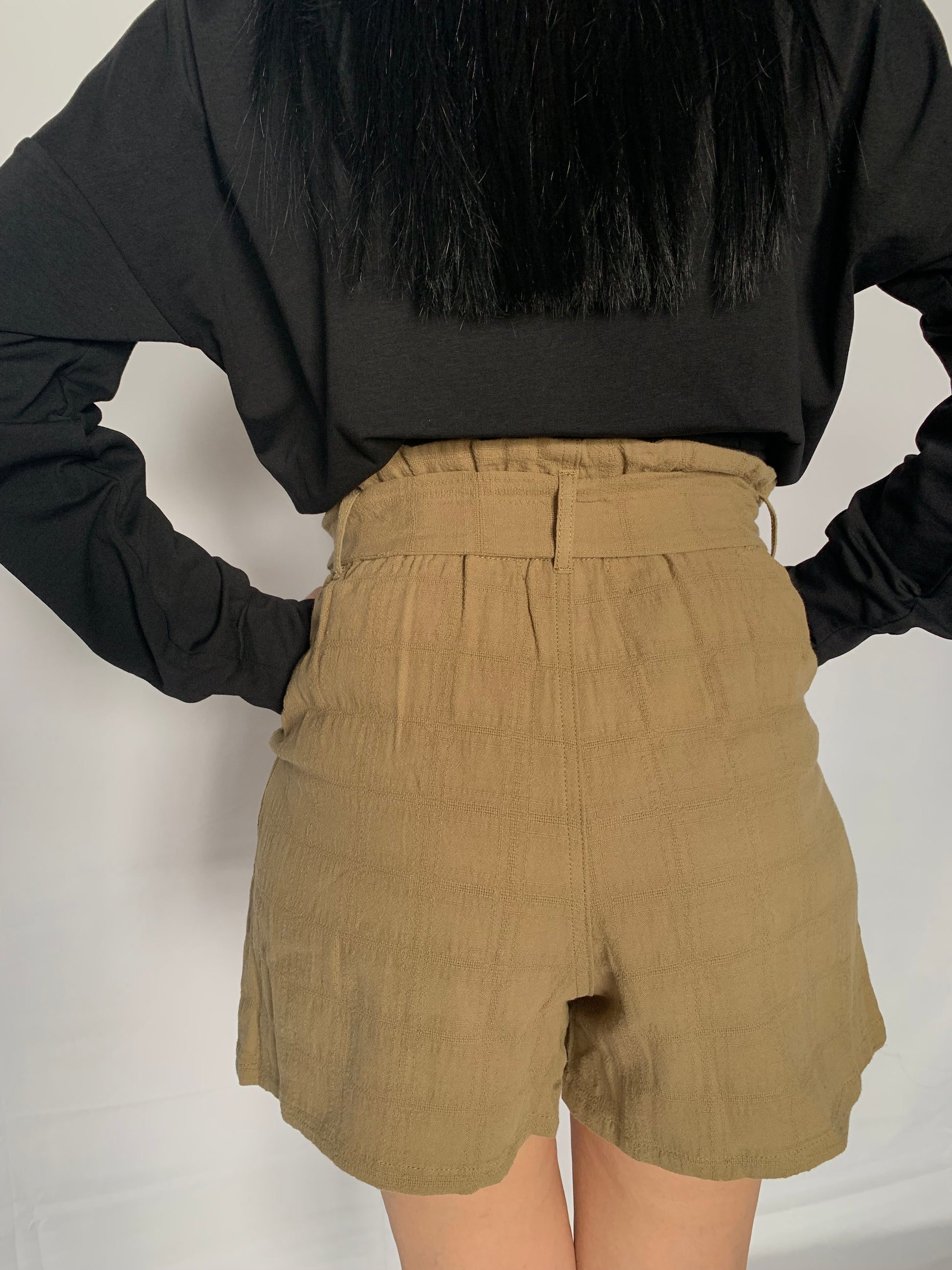 Cotton paper bag shorts 