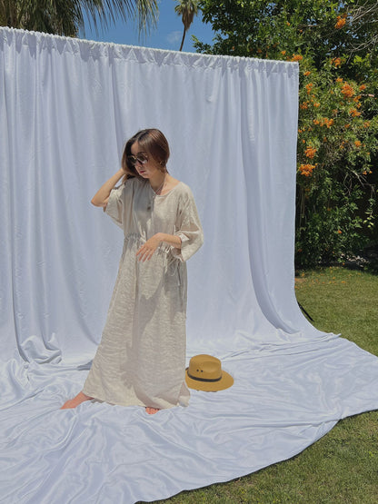 ROME LINEN MAXI DROP SHOULDER DRESS