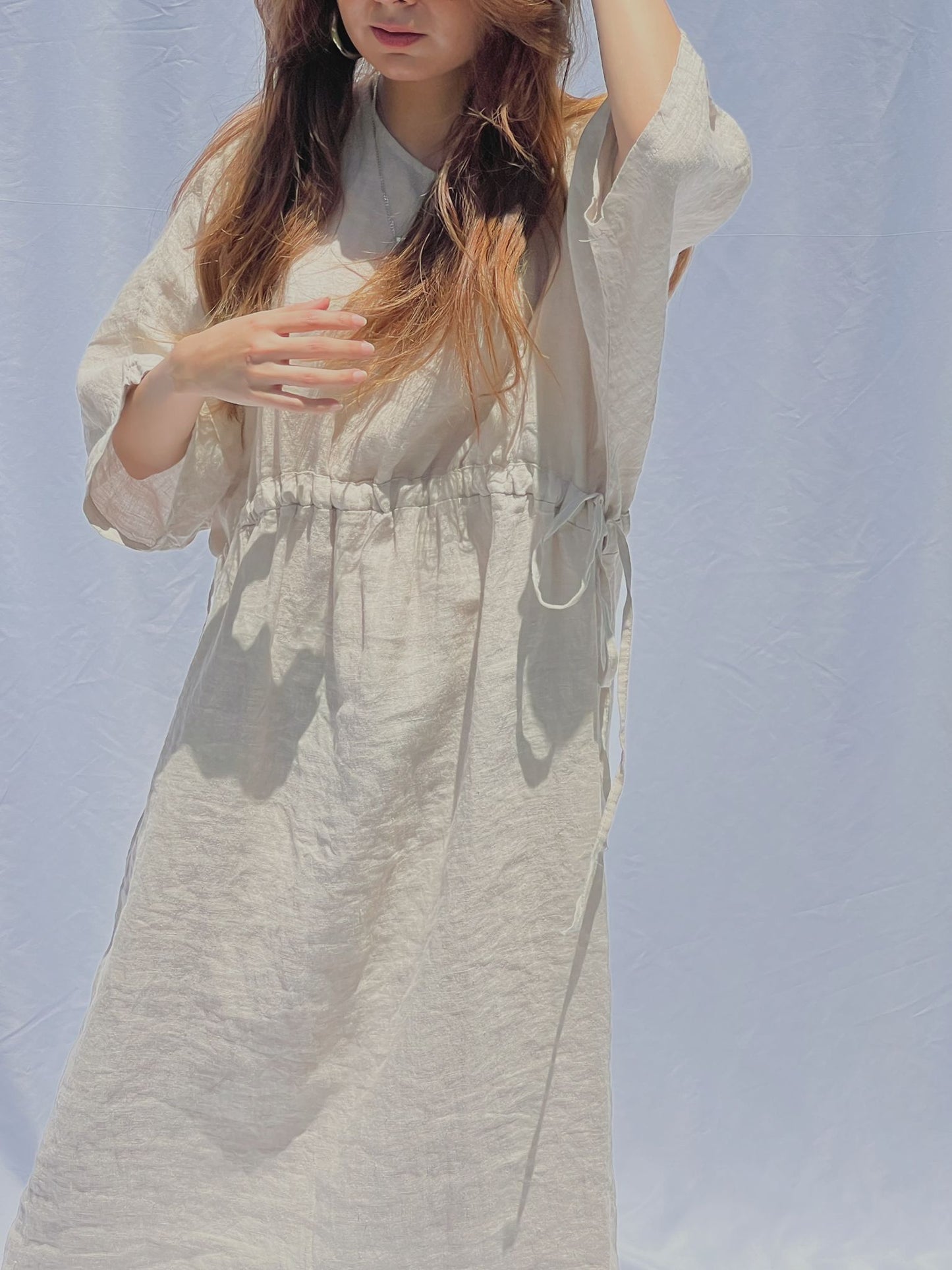 ROME LINEN MAXI DROP SHOULDER DRESS