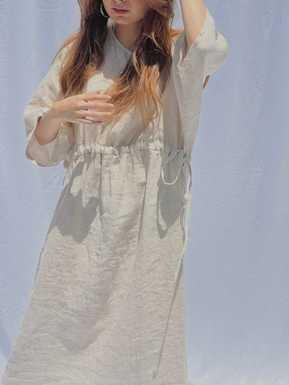ROME LINEN MAXI DROP SHOULDER DRESS
